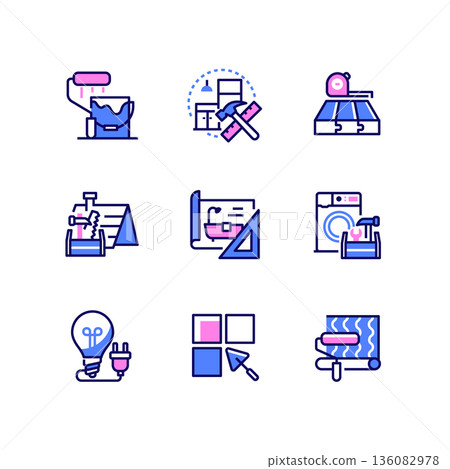 Repair services - line design style icons set Repair services - line design style icons set 136082978