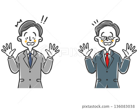 Surprised middle-aged businessman upper body vector 136083038