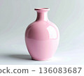 Contemporary design. Ceramic vase in pink tones on a white background. Modern minimalist vase. Neutral tones. 136083687