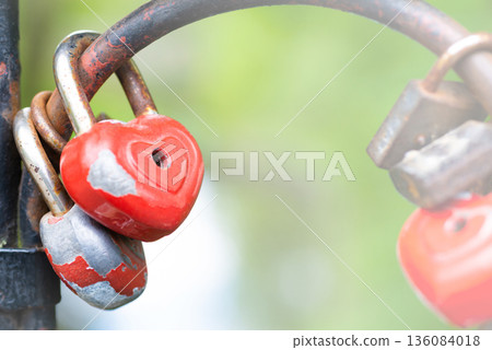 Red lock padlock love heart Red lock padlock love heart 136084018
