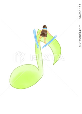 Musical note with skier 136084433