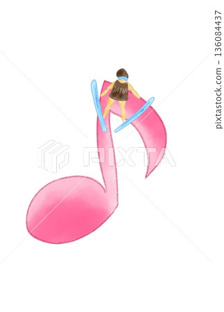 Musical note with skier Musical note with skier 136084437