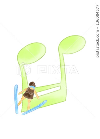 Musical note with skier Musical note with skier 136084577