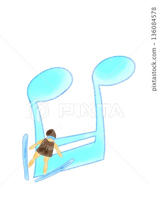 Musical note with skier Musical note with skier 136084578