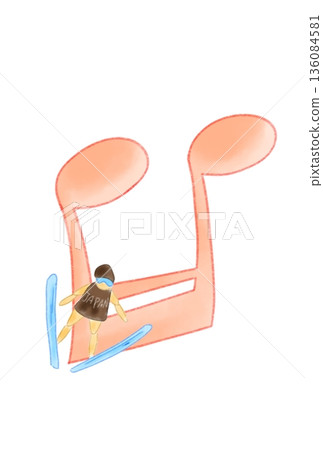 Musical note with skier 136084581