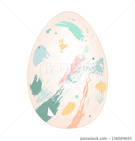 Colorful Easter egg with abstract paintbrush pattern isolated on white background. Vector illustration Colorful Easter egg with abstract paintbrush pattern isolated on white background. Vector illustration 136084693