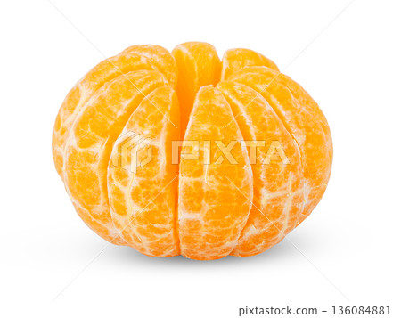 Peeled whole mandarin, tangerine, clementine or orange isolated. 136084881