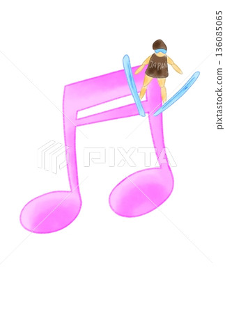 Musical note with skier 136085065