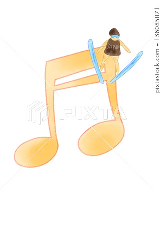 Musical note with skier Musical note with skier 136085071