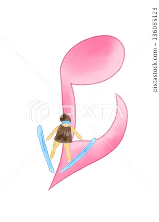 Musical note with skier 136085123