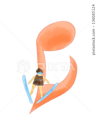 Musical note with skier 136085124