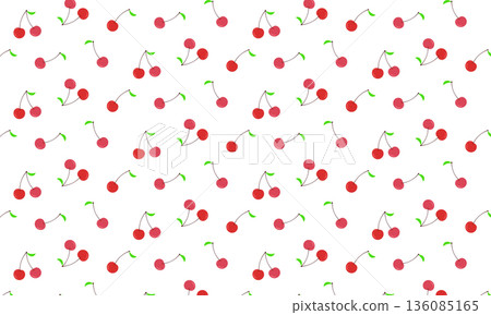 Shiny cherry pattern with leaves 136085165