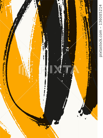 Abstract Black White and Yellow Ink Brush Strokes Abstract Black White and Yellow Ink Brush Strokes 136085214