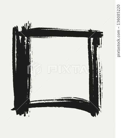 Black Brush Frame on White vector Background 136085220