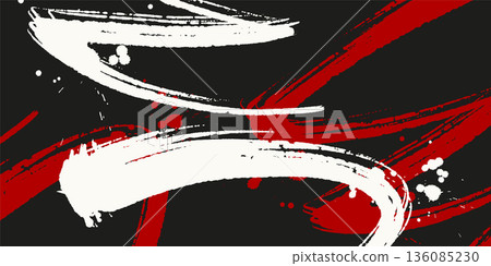 Abstract Red White Black Ink Brush Background Abstract Red White Black Ink Brush Background 136085230