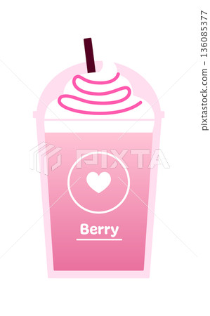 草莓冰沙外帶草莓醬的向量圖。 136085377