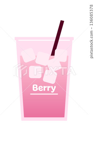 簡單的外帶草莓冰拿鐵向量圖。粉紅色飲品。 136085378