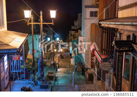 Night view of Ikaho Onsen Ishidangai Night view of Ikaho Onsen Ishidangai 136085511