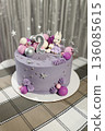 Cute Purple Birthday Cake with Number Two and Stars 136085615