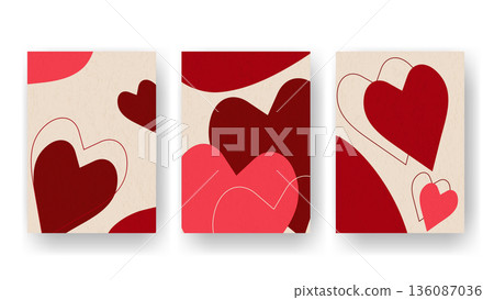 Set of vertical posters with hearts 136087036