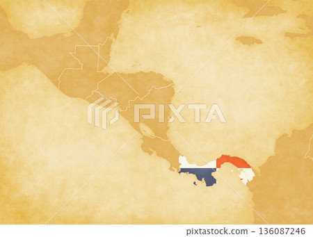 Ocher map of Central America - Panama 136087246