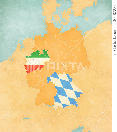 Map of Germany - Bavaria and North Rhine-Westphalia 136087285
