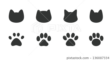 貓爪輪廓圖標,手繪向量圖 貓爪輪廓圖標,手繪向量圖 136087334