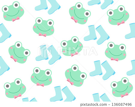 可愛的青蛙臉和淺藍色靴子壁紙背景 136087496