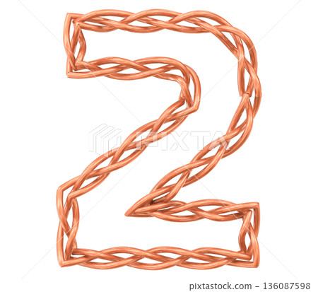 number 2 made of rope 136087598