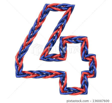 capital latin number 4 made of inflatable balloon isolated on white background capital latin number 4 made of inflatable balloon isolated on white background 136087600