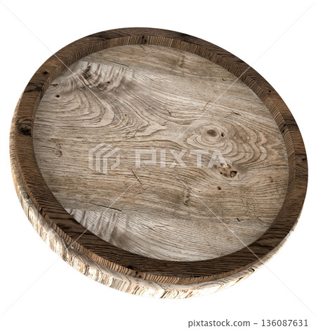 wooden round board on white background wooden round board on white background 136087631