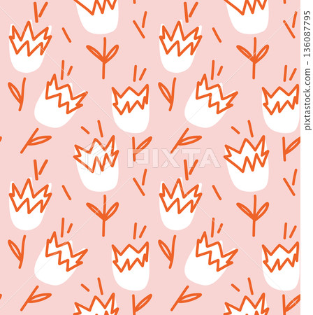 Seamless pattern with stylized sandalwood flowers, fragrance illustration for essential oils, aromatherapy 136087795