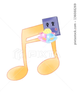 Musical notes with graduation album Musical notes with graduation album 136088269