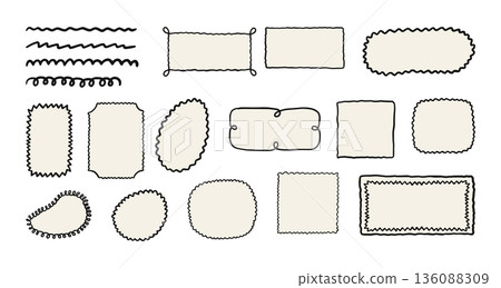 Doodle Sketch Frame Set Handdrawn Scribble And Border Wavy Lines, Label Background Sketchy Shapes Doodle Sketch Frame Set Handdrawn Scribble And Border Wavy Lines, Label Background Sketchy Shapes 136088309