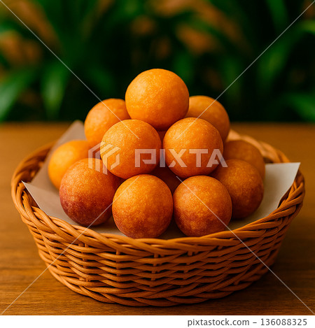 一籃剛炸好的台灣甜點——金骨球 136088325