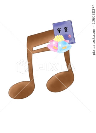 Musical notes with graduation album 136088374