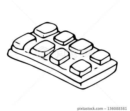 Hand drawn chocolate bar in simple doodle line art style isolated on white 136088381
