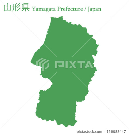 日本向量插圖地圖：山形縣地圖 136088447