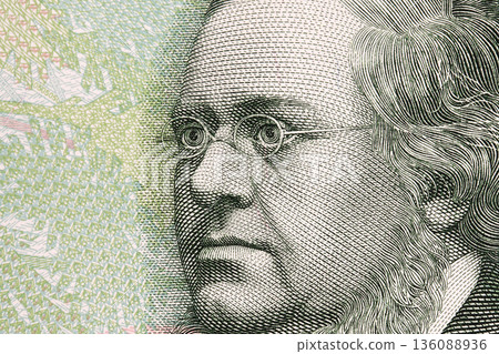 Peter Christen Asbjornsen a closeup portrait from Norwegian money Peter Christen Asbjornsen a closeup portrait from Norwegian money 136088936