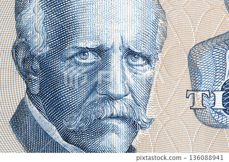 Fridtjof Nansen a closeup portrait from Norwegian money 136088941