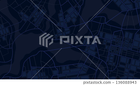 City urban roads and streets abstract map downtown district map with river. Concept of planning and mapping a travel. Flat vector illustration 136088943