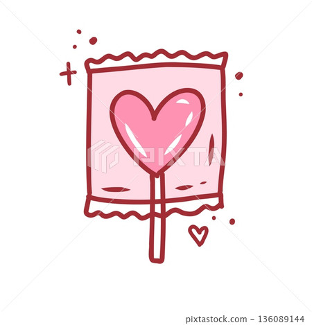 Coquette sweet candy, cute hand drawn element. Vector illustration in doodle style Coquette sweet candy, cute hand drawn element. Vector illustration in doodle style 136089144