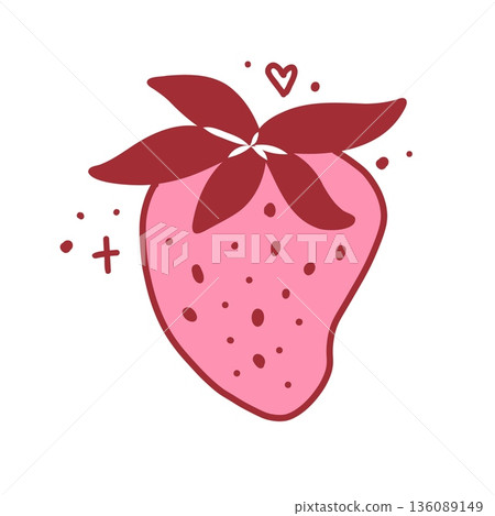 Coquette strawberry, cute hand drawn element. Vector illustration in doodle style Coquette strawberry, cute hand drawn element. Vector illustration in doodle style 136089149