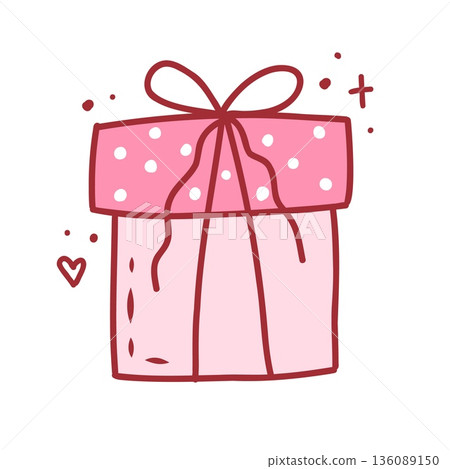Coquette present, cute hand drawn element. Vector illustration in doodle style Coquette present, cute hand drawn element. Vector illustration in doodle style 136089150