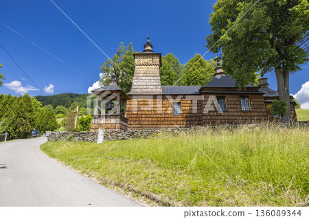 Muszyna wooden church building in Lesser Poland Voivodeship 136089344