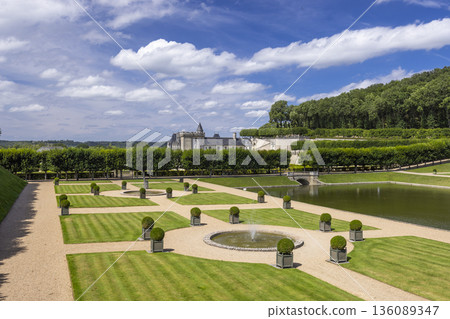 Villandry Chateau and formal French Renaissance garden 136089347