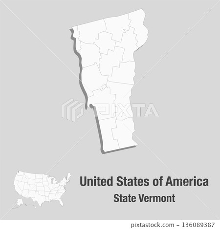 Detailed vector map of the USA - State Vermont 136089387