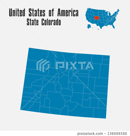 Vector map of the USA - State Colorado 136089388
