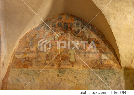 Ancient fresco painting inside SVIHOV Castle, Czechia Ancient fresco painting inside SVIHOV Castle, Czechia 136089403