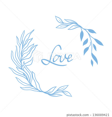 Wedding frame for invitation card. Marriage background with pretty stylized floral plants twigs. Wedding frame for invitation card. Marriage background with pretty stylized floral plants twigs. 136089421
